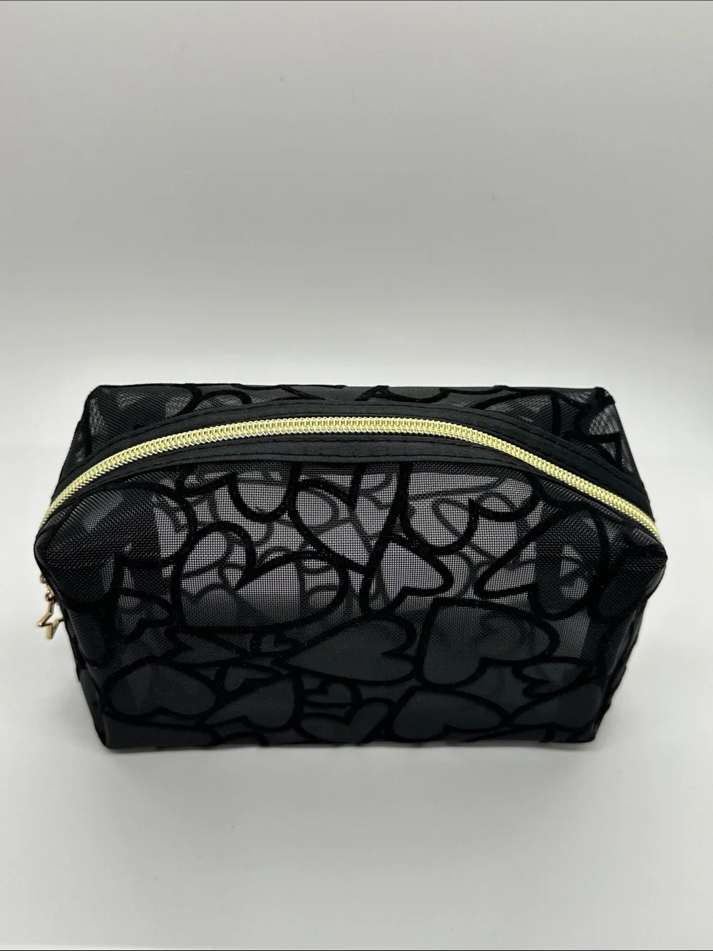 Black Mesh Cosmetic Pouch • Lightweight Travel Makeup Bag • Minimalist Style • N